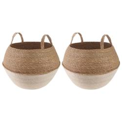 Pot de plante avec poign&eacute;es 2 pcs Blanc &Oslash; 45 x 36 cm
