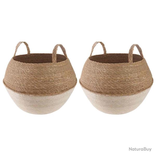 Pot de plante avec poign�es 2 pcs Blanc � 45 x 36 cm