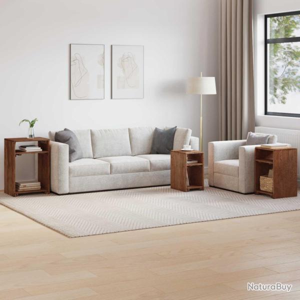 Table d'Accent 3 pcs Marron Bois de Mahogany Massif