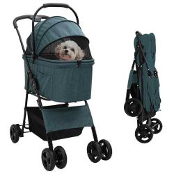 Poussette Pliante pour Animaux Vert 81 x 47 x 99 cm Polyester