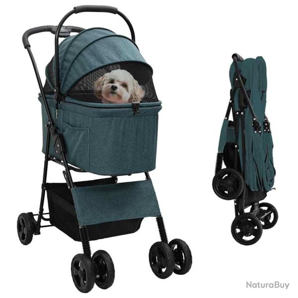 Poussette Pliante pour Animaux Vert 81 x 47 x 99 cm Polyester