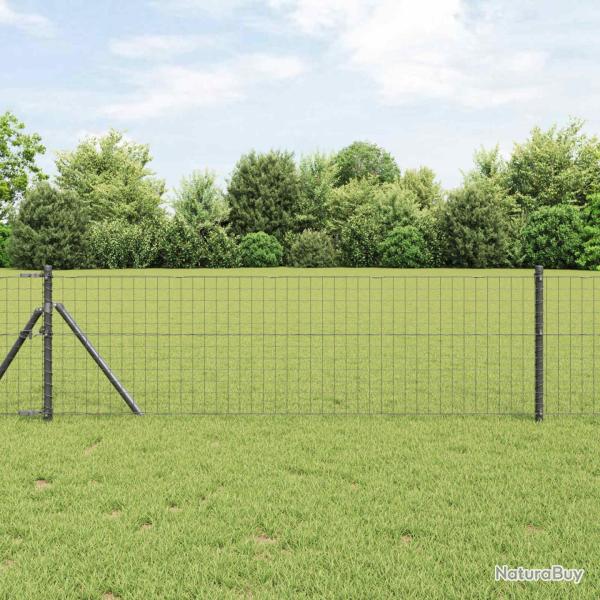 Poteau de cl�ture. 2 pcs Gris 70 cm Acier peint par poudre
