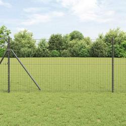 Poteau de cl&ocirc;ture. 12 pcs Gris Acier peint par poudre