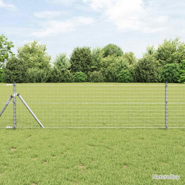 Poteau de cl�ture. 2 pcs Argent� 70 cm Acier peint par poudre