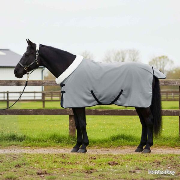 Couverture �quine Gris Clair Complet 75 cm Fleece polaire