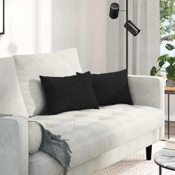 Coussins de canap&eacute; 2 pcs Noir 50 x 30 cm tissu