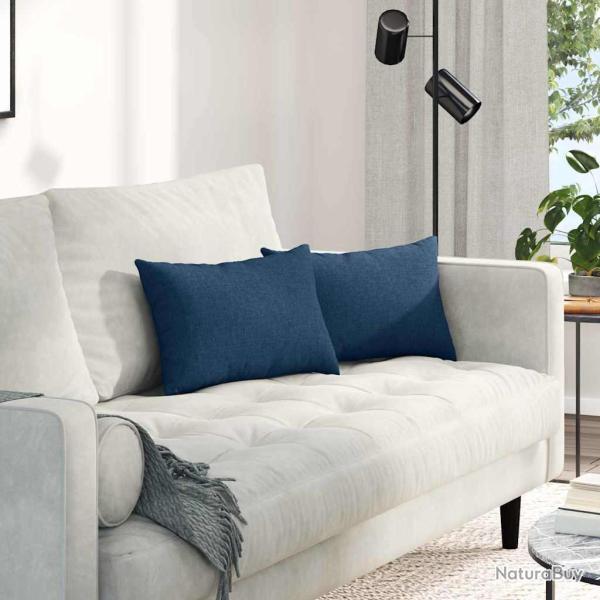 Coussins de canap� 2 pcs Bleu 50 x 30 cm tissu