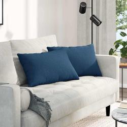 Coussins de canap&eacute; 2 pcs tissu Bleu 60 x 40 cm