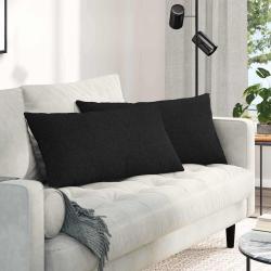 Coussins de canap&eacute; 2 pcs Noir 80 x 40 cm tissu
