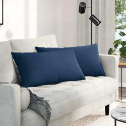 Coussins de canap&eacute; 2 pcs Bleu 80 x 40 cm tissu