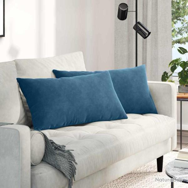 Coussins de canap� 2 pcs Bleu 80 x 40 cm