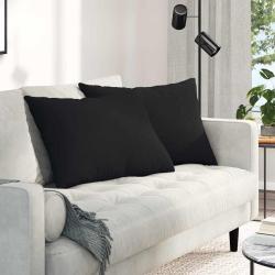 Coussins de canap&eacute; 2 pcs Noir 70 x 50 cm tissu