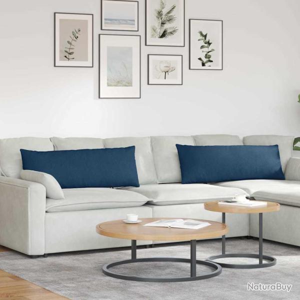 Coussins de canap� 2 pcs Bleu 120 x 40 cm tissu