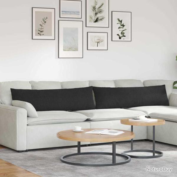 Coussins de canap� 2 pcs Noir 145 x 40 cm tissu