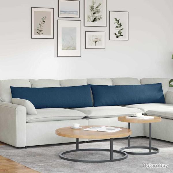 Coussins de canap� 2 pcs Bleu 145 x 40 cm tissu