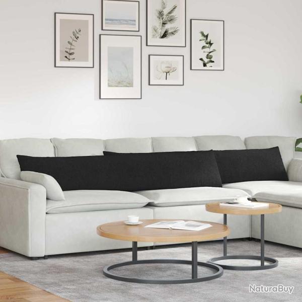 Coussins de canap� 2 pcs Noir 200 x 40 cm tissu