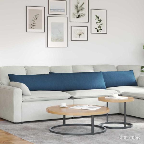 Coussins de canap� 2 pcs Bleu 200 x 40 cm tissu