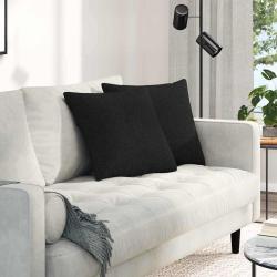 Coussins de canap&eacute; 2 pcs Noir 45 x 45 cm tissu