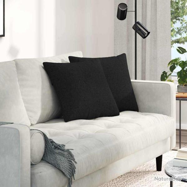 Coussins de canap� 2 pcs Noir 45 x 45 cm tissu