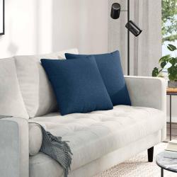 Coussins de canap&eacute; 2 pcs Bleu 45 x 45 cm tissu