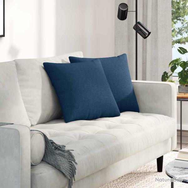 Coussins de canap� 2 pcs Bleu 45 x 45 cm tissu
