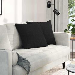 Coussins de canap&eacute; 2 pcs Noir 50 x 50 cm tissu