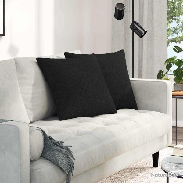 Coussins de canap� 2 pcs Noir 50 x 50 cm tissu