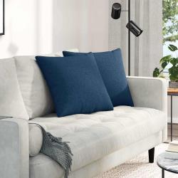 Coussins de canap&eacute; 2 pcs Bleu 50 x 50 cm tissu