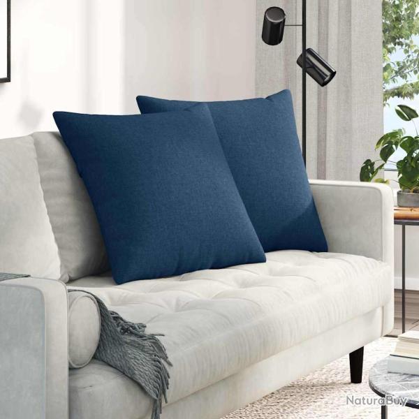 Coussins de canap� 2 pcs Bleu 60 x 60 cm tissu