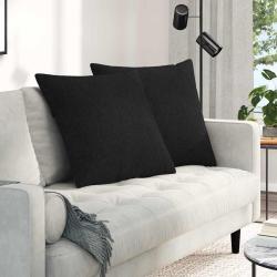 Coussins de canap&eacute; 2 pcs Noir 80 x 80 cm tissu