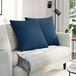 Coussins de canap&eacute; 2 pcs Bleu 80 x 80 cm tissu