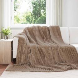 Couvertures &agrave; jeter 6 pcs Camel 270 x 240 cm Toison
