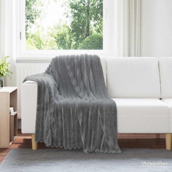 Couvertures � jeter 6 pcs Gris fonc� 150 x 130 cm Toison