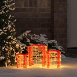 D&eacute;coration de bo&icirc;te cadeau 3 pcs Blanc chaud 20 x 20 x 21 cm