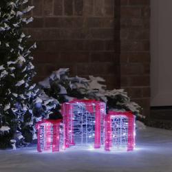 D&eacute;coration de bo&icirc;te cadeau 3 pcs Blanc froid 20 x 20 x 21 cm