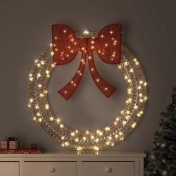 Couronne lumineuse, blanc chaud, en PET, 150 LED, pour l'entr&eacute;e, 120 &times; 120 &times; 10 cm