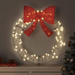 Couronne avec 60 LED Blanc chaud 75 x 75 x 8 cm Rotin