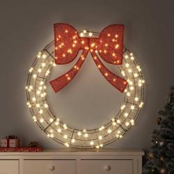 Couronne avec 150 LED Blanc chaud 121 x 121 x 10 cm Rotin