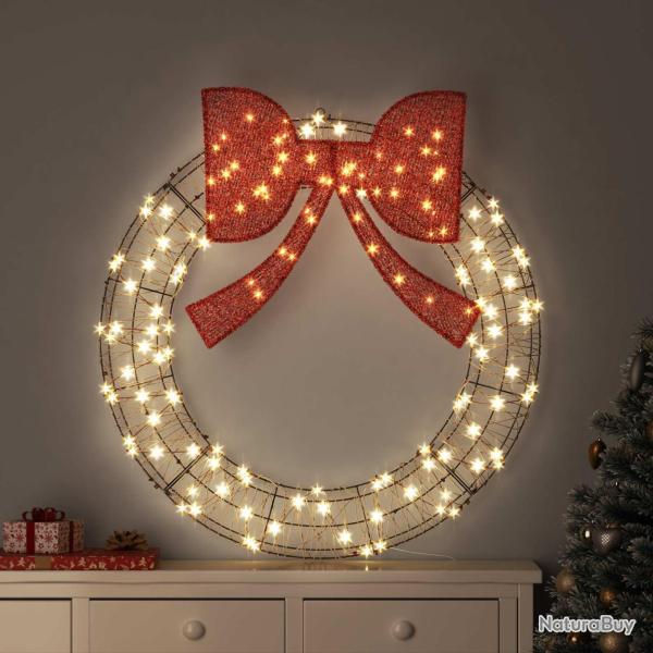 Couronne avec 150 LED Blanc chaud 121 x 121 x 10 cm Rotin