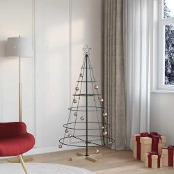 Arbre en c&ocirc;ne de No&euml;l avec support Noir 154 cm Acier