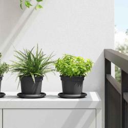 Pot &agrave; fleurs rond 24 pcs Noir &Oslash; 12,5 x 10 cm Plastique