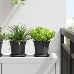Pot &agrave; fleurs rond 24 pcs Noir &Oslash; 15 x 12 cm Plastique