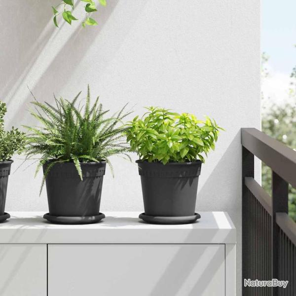 Pot � fleurs rond 24 pcs Noir � 17 x 14 cm Plastique