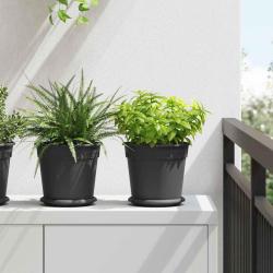 Pot &agrave; fleurs rond 24 pcs Noir &Oslash; 19 x 16 cm Plastique
