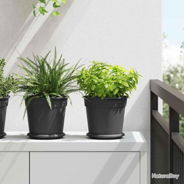 Pot � fleurs rond 24 pcs Noir � 19 x 16 cm Plastique