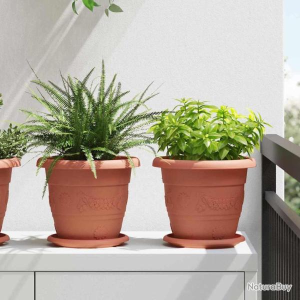 Pot � fleurs rond 6 pc Rouge brique � 22 x 18 cm Plastique