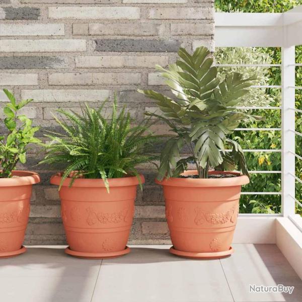 Pot � fleurs rond 6 pc Rouge brique � 34 x 28 cm Plastique