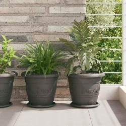 Pot &agrave; fleurs rond 6 pc Noir &Oslash; 26 x 21,5 cm Plastique