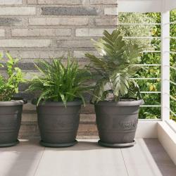 Pot &agrave; fleurs rond 6 pc Noir &Oslash; 30 x 25 cm Plastique