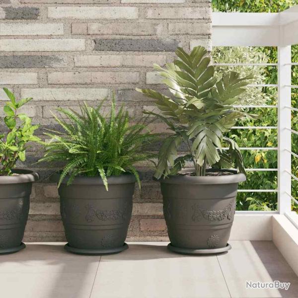 Pot � fleurs rond 6 pc Noir � 34 x 28 cm Plastique